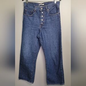 Levis Ribcage Straight Ankle Classic Blue Denim Jeans New 30